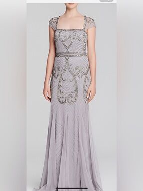 Adrianna Papell 👗Cap-Sleeve Beaded Gown